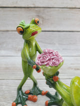 Frog Couple, Frog Couple Figurine, Gift for Him, Gift for Her, Couples Gifts, Marriage Proposal Figurine, Frog Figurine - Pink Horse Florida
