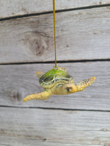 Sea Turtle Ornament Figurine SET OF TWO, Blue Hanging Turtle, Sea Turtle Figurine, Turtle Christmas Ornament, Turtle Gift, Sea Turtle Gift - Pink Horse Florida