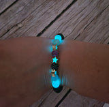 Beaded Star Glow in the Dark Bracelet, Star Bracelet, Glow in the Dark Bracelets Bulk - Pink Horse Florida