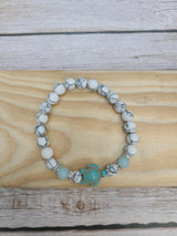 Beaded Sea Turtle Charm Glow in the Dark Bracelet, Sea Turtle Bracelet Glow in the Dark Bracelets Bulk - Pink Horse Florida