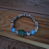 Beaded Sea Turtle Charm Glow in the Dark Bracelet, Sea Turtle Bracelet Glow in the Dark Bracelets Bulk - Pink Horse Florida