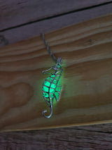 Glow in the Dark Seahorse Necklace, Luminescent Jewelry, Glow Seahorse Pendant, Seahorse-themed Accessory, Glowing Necklace, Nighttime Charm Necklace, Glow Pendant Jewelry - Pink Horse Florida