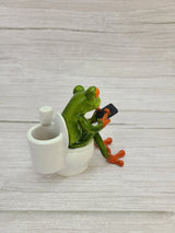 Funny Frog Figurine, Toilet Frog Figurine, Frog Pen Holder, Funny Pen Holder, Funny Animal Figurine, - Pink Horse Florida