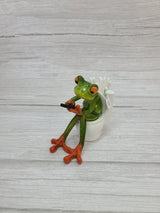 Funny Frog Figurine, Toilet Frog Figurine, Frog Pen Holder, Funny Pen Holder, Funny Animal Figurine, - Pink Horse Florida