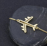 Airplane Bracelet, Gold Airplane Bracelet, Airplane Jewelry, Rainbow plane Bracelet, Gold Rainbow plane Bracelet - Pink Horse Florida
