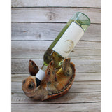 Sea Turtle Bottle Holder, Turtle Figurine, Natural Color Turtle Wine Bottle Holder - Pink Horse Florida