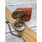 Antique Compass, Compass in Leather Pouch, Vintage Look Compass, Compass with Chain, Pocket Compass - Pink Horse Florida