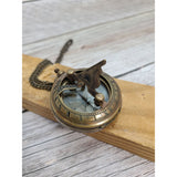 Antique Compass, Compass in Leather Pouch, Vintage Look Compass, Compass with Chain - Pink Horse Florida