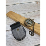 Antique Compass, Compass in Leather Pouch, Vintage Look Compass, Compass with Chain - Pink Horse Florida