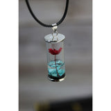 Wish Necklace, Wish Necklace in Glass, Wish Jewelry, Glass Wish Bottle, Flower Wish Necklace - Pink Horse Florida