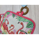 Flamingo Pot Holder, Coastal Pot Holder SET OF TWO, Flamingo Kitchen, Beach Kitchen Decor, Beach Pot - Pink Horse Florida
