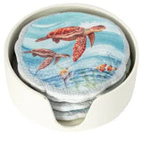 Turtle Coasters, Beach Coasters, Sea Turtle Coasters, Beach Home Decor, Nautical Decor, Turtle Lover - Pink Horse Florida