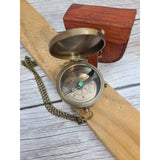 Antique Compass, Compass in Leather Pouch, Vintage Look Compass, Compass with Chain, Pocket Compass - Pink Horse Florida