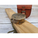 Antique Compass, Compass in Leather Pouch, Vintage Look Compass, Compass with Chain, Pocket Compass - Pink Horse Florida