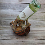 Sea Turtle Bottle Holder, Turtle Figurine, Natural Color Turtle Wine Bottle Holder - Pink Horse Florida
