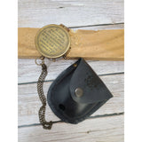 Antique Compass, Compass in Leather Pouch, Vintage Compass, Compass with Chain, Pocket Compass, - Pink Horse Florida