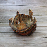 Sea Turtle Bottle Holder, Turtle Figurine, Natural Color Turtle Wine Bottle Holder - Pink Horse Florida