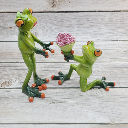 Frog Couple, Frog Couple Figurine, Gift for Him, Gift for Her, Couples Gifts, Marriage Proposal Figurine, Frog Figurine - Pink Horse Florida
