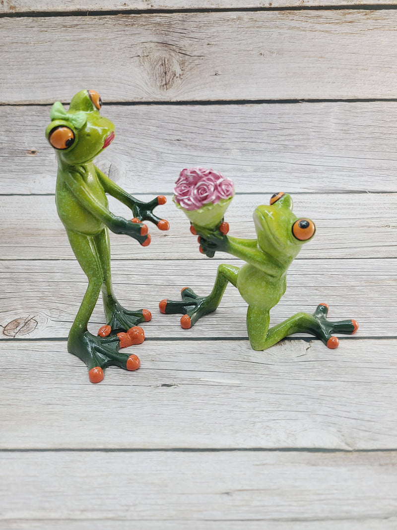 Frog Couple, Frog Couple Figurine, Gift for Him, Gift for Her, Couples Gifts, Marriage Proposal Figurine, Frog Figurine - Pink Horse Florida