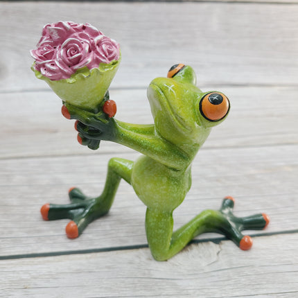 Frog Couple, Frog Couple Figurine, Gift for Him, Gift for Her, Couples Gifts, Marriage Proposal Figurine, Frog Figurine - Pink Horse Florida