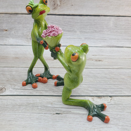 Frog Couple, Frog Couple Figurine, Gift for Him, Gift for Her, Couples Gifts, Marriage Proposal Figurine, Frog Figurine - Pink Horse Florida