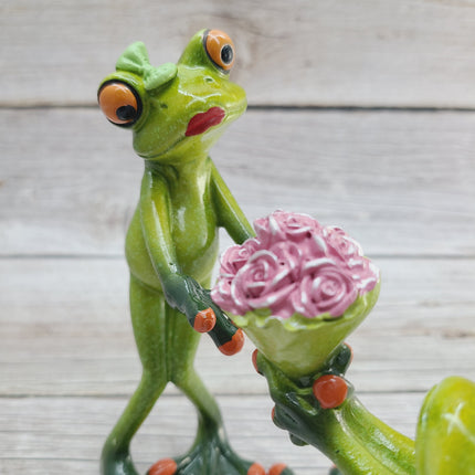 Frog Couple, Frog Couple Figurine, Gift for Him, Gift for Her, Couples Gifts, Marriage Proposal Figurine, Frog Figurine - Pink Horse Florida