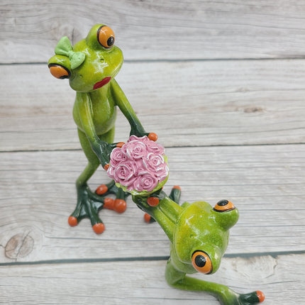 Frog Couple, Frog Couple Figurine, Gift for Him, Gift for Her, Couples Gifts, Marriage Proposal Figurine, Frog Figurine - Pink Horse Florida
