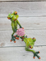 Frog Couple, Frog Couple Figurine, Gift for Him, Gift for Her, Couples Gifts, Marriage Proposal Figurine, Frog Figurine - Pink Horse Florida