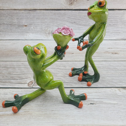 Frog Couple, Frog Couple Figurine, Gift for Him, Gift for Her, Couples Gifts, Marriage Proposal Figurine, Frog Figurine - Pink Horse Florida
