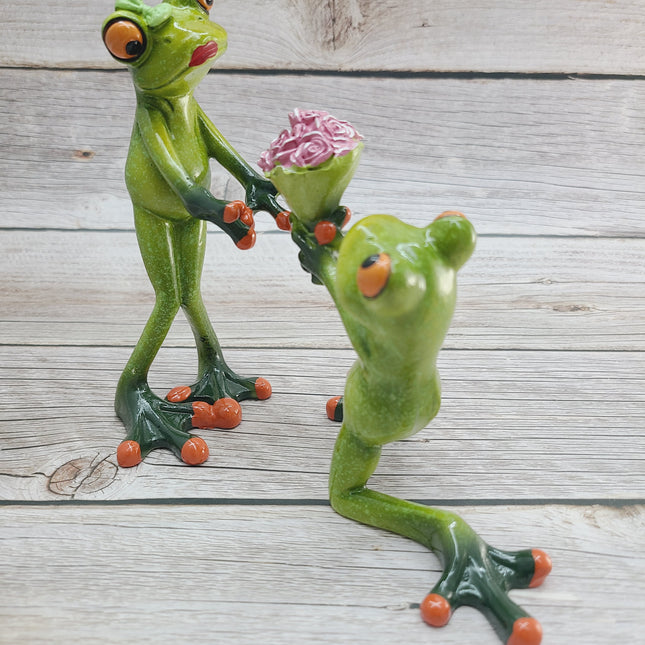 Frog Couple, Frog Couple Figurine, Gift for Him, Gift for Her, Couples Gifts, Marriage Proposal Figurine, Frog Figurine - Pink Horse Florida