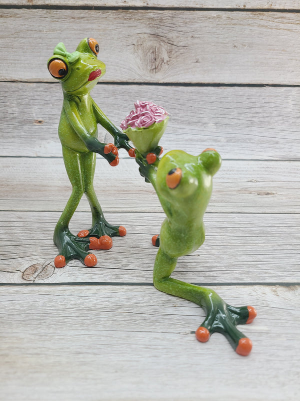 Frog Couple, Frog Couple Figurine, Gift for Him, Gift for Her, Couples Gifts, Marriage Proposal Figurine, Frog Figurine - Pink Horse Florida