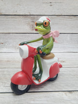 Funny Frog Figurine, Frog on Vespa, On Sale Frog Figurine, Frog Figurine, Frog Collectibles, Frog Sculpture - Pink Horse Florida