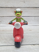 Funny Frog Figurine, Frog on Vespa, On Sale Frog Figurine, Frog Figurine, Frog Collectibles, Frog Sculpture - Pink Horse Florida