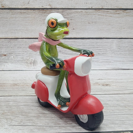 Funny Frog Figurine, Frog on Vespa, On Sale Frog Figurine, Frog Figurine, Frog Collectibles, Frog Sculpture - Pink Horse Florida