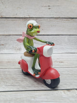 Funny Frog Figurine, Frog on Vespa, On Sale Frog Figurine, Frog Figurine, Frog Collectibles, Frog Sculpture - Pink Horse Florida