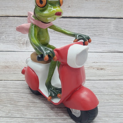 Funny Frog Figurine, Frog on Vespa, On Sale Frog Figurine, Frog Figurine, Frog Collectibles, Frog Sculpture - Pink Horse Florida