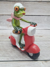 Funny Frog Figurine, Frog on Vespa, On Sale Frog Figurine, Frog Figurine, Frog Collectibles, Frog Sculpture - Pink Horse Florida