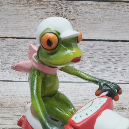 Funny Frog Figurine, Frog on Vespa, On Sale Frog Figurine, Frog Figurine, Frog Collectibles, Frog Sculpture - Pink Horse Florida