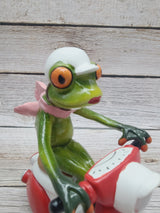 Funny Frog Figurine, Frog on Vespa, On Sale Frog Figurine, Frog Figurine, Frog Collectibles, Frog Sculpture - Pink Horse Florida