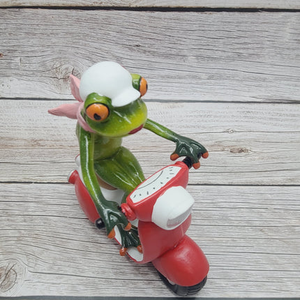 Funny Frog Figurine, Frog on Vespa, On Sale Frog Figurine, Frog Figurine, Frog Collectibles, Frog Sculpture - Pink Horse Florida