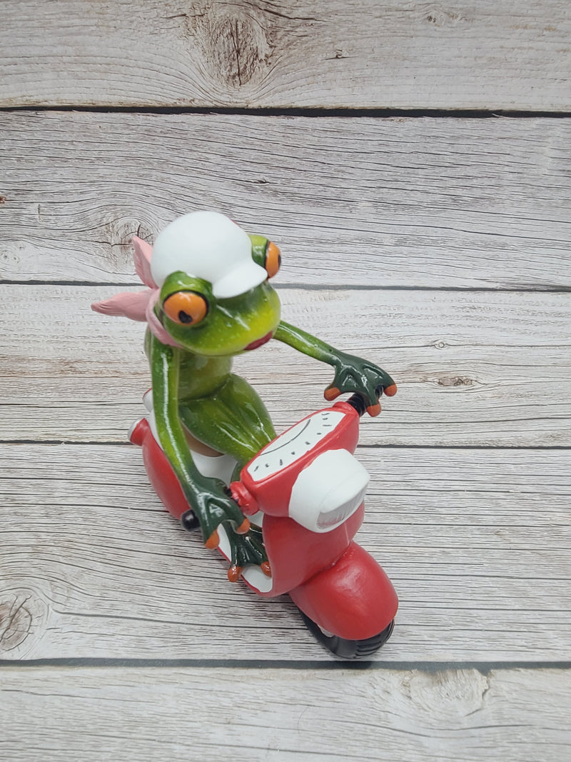 Funny Frog Figurine, Frog on Vespa, On Sale Frog Figurine, Frog Figurine, Frog Collectibles, Frog Sculpture - Pink Horse Florida