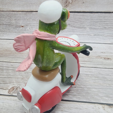 Funny Frog Figurine, Frog on Vespa, On Sale Frog Figurine, Frog Figurine, Frog Collectibles, Frog Sculpture - Pink Horse Florida