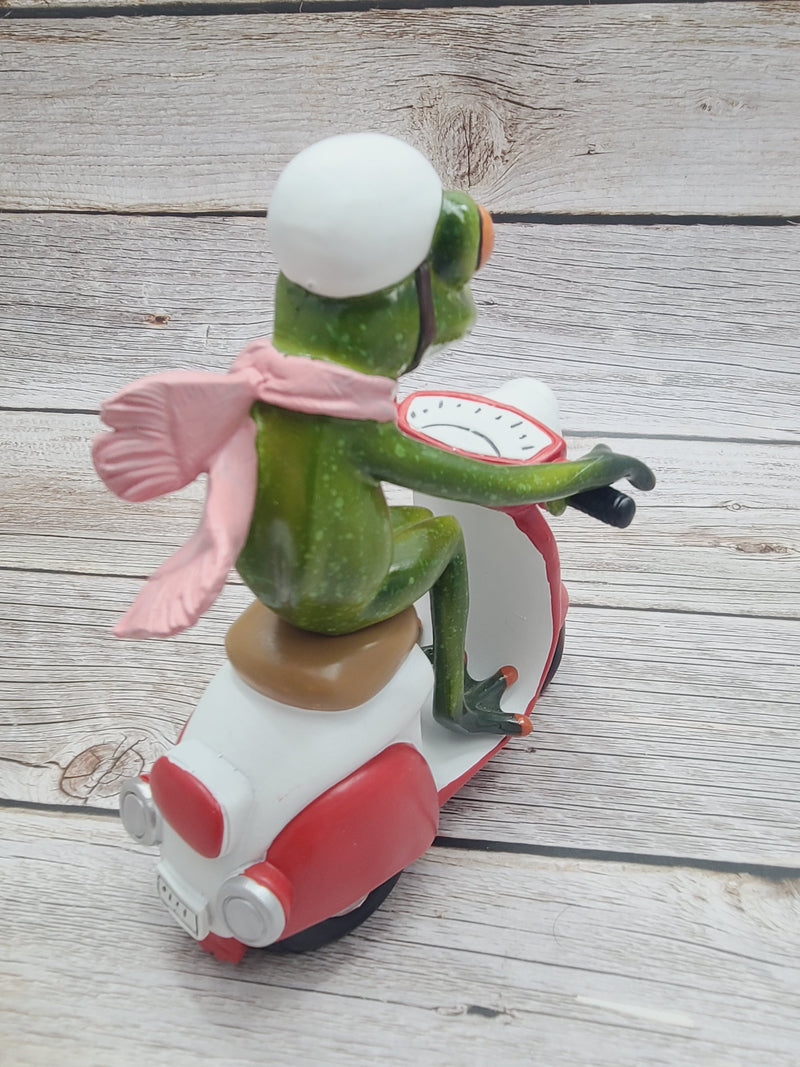 Funny Frog Figurine, Frog on Vespa, On Sale Frog Figurine, Frog Figurine, Frog Collectibles, Frog Sculpture - Pink Horse Florida