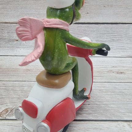 Funny Frog Figurine, Frog on Vespa, On Sale Frog Figurine, Frog Figurine, Frog Collectibles, Frog Sculpture - Pink Horse Florida