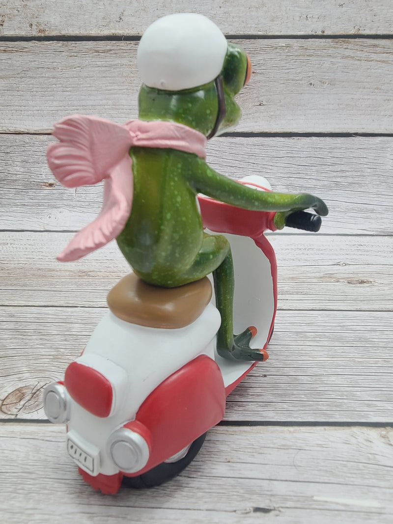 Funny Frog Figurine, Frog on Vespa, On Sale Frog Figurine, Frog Figurine, Frog Collectibles, Frog Sculpture - Pink Horse Florida