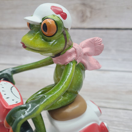 Funny Frog Figurine, Frog on Vespa, On Sale Frog Figurine, Frog Figurine, Frog Collectibles, Frog Sculpture - Pink Horse Florida