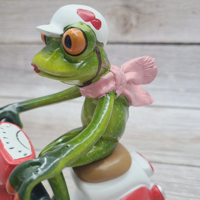 Funny Frog Figurine, Frog on Vespa, On Sale Frog Figurine, Frog Figurine, Frog Collectibles, Frog Sculpture - Pink Horse Florida
