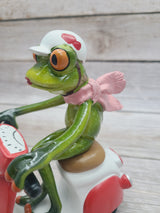 Funny Frog Figurine, Frog on Vespa, On Sale Frog Figurine, Frog Figurine, Frog Collectibles, Frog Sculpture - Pink Horse Florida