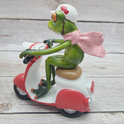Funny Frog Figurine, Frog on Vespa, On Sale Frog Figurine, Frog Figurine, Frog Collectibles, Frog Sculpture - Pink Horse Florida