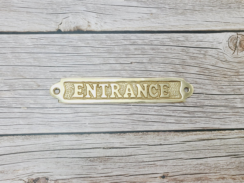 Entrance Sign, Entrance Signage, Brass Entrance Sign, Nautical Decor - Pink Horse Florida